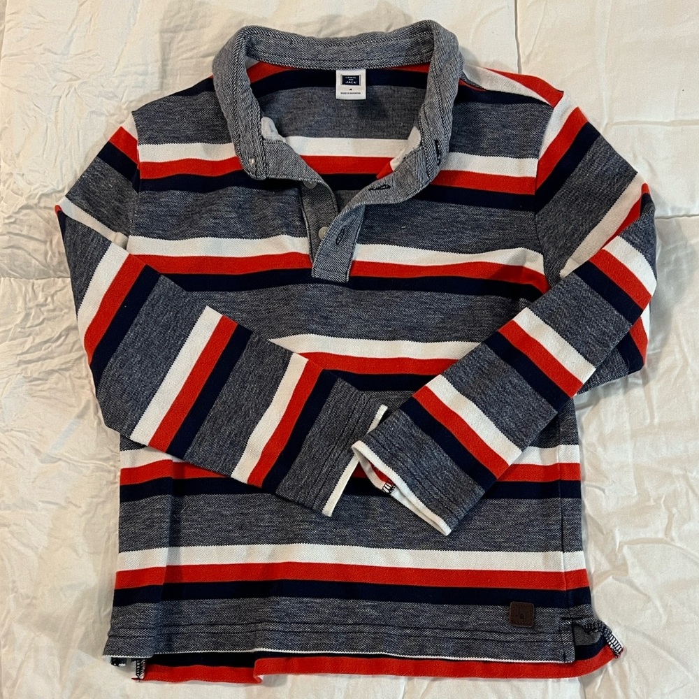 Janie and Jack Striped Polo - Navy, Red, and White